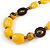 Yellow Resin, Wood Bead with Black Cotton Cord Necklace - 64cm L - view 4