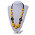 Yellow Resin, Wood Bead with Black Cotton Cord Necklace - 64cm L - view 2