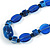 Chunky Resin and Ceramic Bead Black Cotton Cord Necklce in Blue - 66cm L - view 4