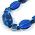 Chunky Resin and Ceramic Bead Black Cotton Cord Necklce in Blue - 66cm L - view 3