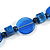 Chunky Resin and Ceramic Bead Black Cotton Cord Necklce in Blue - 66cm L - view 5
