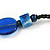 Chunky Resin and Ceramic Bead Black Cotton Cord Necklce in Blue - 66cm L - view 6