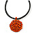 Black Rubber Cord Necklace with Orange Wood Bead Medallion Pendant - 50cm L - view 7