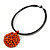 Black Rubber Cord Necklace with Orange Wood Bead Medallion Pendant - 50cm L - view 4
