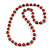 Red Glass Bead with Silver Tone Metal Wire Element Necklace - 70cm Long