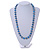 Blue Glass Bead with Silver Tone Metal Wire Element Necklace - 70cm Long - view 2