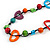 Multicoloured Round and Oval Wooden Bead Cotton Cord Necklace - 84cm Long - view 4