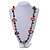 Multicoloured Round and Oval Wooden Bead Cotton Cord Necklace - 84cm Long - view 2