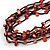 Burnt Orange Shell and Black Glass Beads Multistrand Necklace - 48cm Long - view 4