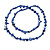 Long Inky Blue Shell Nuggets/ Glass Crystal Bead Necklace - 114cm L - view 6