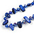 Long Inky Blue Shell Nuggets/ Glass Crystal Bead Necklace - 114cm L - view 3