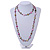 Long Shell, Crystal Bead Necklace in Olive/ Purple - 116cm L - view 2