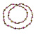 Long Shell, Crystal Bead Necklace in Olive/ Purple - 116cm L - view 5