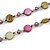 Long Shell, Crystal Bead Necklace in Olive/ Purple - 116cm L - view 3