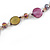 Long Shell, Crystal Bead Necklace in Olive/ Purple - 116cm L - view 6