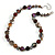 Stunning Glass and Agate Bead Necklace with Silver Tone Closure (Brown, Grey, Purple) - 42cm L/ 6cm Ext