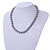 10mm Classic Grey Glass Bead Necklace with Silver Tone Closure - 44cm L/ 6cm Ext - view 2