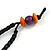 Chunky Multicolured Bone and Wood Bead Black Cord Necklace - 62cm Long - view 6
