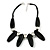 Statement Chunky Black Wood Bead and Silver Ball Cotton Cord Necklace - 51cm L/ 5cm Ext - view 8