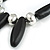 Statement Chunky Black Wood Bead and Silver Ball Cotton Cord Necklace - 51cm L/ 5cm Ext - view 5
