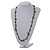 Long Lime Green Wood, Bone Beaded Black Cord Necklace - 106cm L - view 2