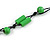 Long Lime Green Wood, Bone Beaded Black Cord Necklace - 106cm L - view 4