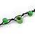 Long Lime Green Wood, Bone Beaded Black Cord Necklace - 106cm L - view 5