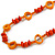 Long Orange Wood, Glass, Bone Beaded Necklace - 110cm L - view 4