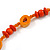 Long Orange Wood, Glass, Bone Beaded Necklace - 110cm L - view 6