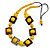 Chunky Square and Round Wood Bead Cotton Cord Necklace (Yellow/ Brown) - 74cm L - view 3