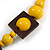 Chunky Square and Round Wood Bead Cotton Cord Necklace (Yellow/ Brown) - 74cm L - view 5