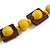 Chunky Square and Round Wood Bead Cotton Cord Necklace (Yellow/ Brown) - 74cm L - view 6