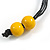 Chunky Square and Round Wood Bead Cotton Cord Necklace (Yellow/ Brown) - 74cm L - view 7