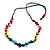 Multicoloured Wood Bead and Sea Shell Nugget Black Cotton Cords Necklace - 72cm Long
