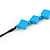 Long Bright Blue Bone Square Bead Black Cotton Cord Necklace (possible natural irregularities) - 82cm L - view 6