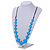 Long Bright Blue Bone Square Bead Black Cotton Cord Necklace (possible natural irregularities) - 82cm L - view 2