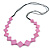 Long Lavender Pink Bone Square Bead Black Cotton Cord Necklace - 82cm L