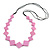 Long Lavender Pink Bone Square Bead Black Cotton Cord Necklace - 82cm L - view 3