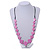 Long Lavender Pink Bone Square Bead Black Cotton Cord Necklace - 82cm L - view 2