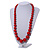 Red Graduated Wooden Bead Necklace - 70cm Long - view 2