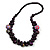 Deep Purple Cluster Wood Bead Necklace - 60cm Long