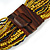 Dusty Yellow/ Peacock/ Bronze Glass Bead Multistrand, Layered Necklace With Wooden Square Closure - 60cm L - view 6