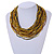 Dusty Yellow/ Peacock/ Bronze Glass Bead Multistrand, Layered Necklace With Wooden Square Closure - 60cm L - view 2