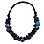 Dark Blue Cluster Wood Bead Necklace - 60cm Long - view 3