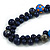 Dark Blue Cluster Wood Bead Necklace - 60cm Long - view 4