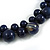 Dark Blue Cluster Wood Bead Necklace - 60cm Long - view 6