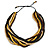 Multi-Strand Black/ Yellow/ Natural/ Brown Wood Bead Adjustable Cord Necklace - 66cm L