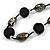 Black/ Grey Glass, Resin Bead Chunky Necklace - 50cm Long - view 4