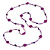 Long Purple/ Transparent Coloured Glass Bead Sea Shell Nugget  Floral Necklace - 132cm Length