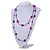 Long Purple/ Transparent Coloured Glass Bead Sea Shell Nugget  Floral Necklace - 132cm Length - view 2